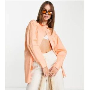 Aligne cotton oversized shirt in apricot